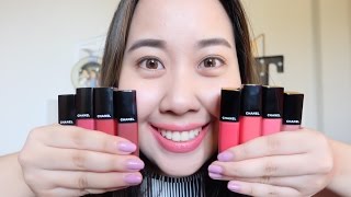 CHANEL ROUGE ALLURE ALL 8 LIP SWATCHES - YouTube