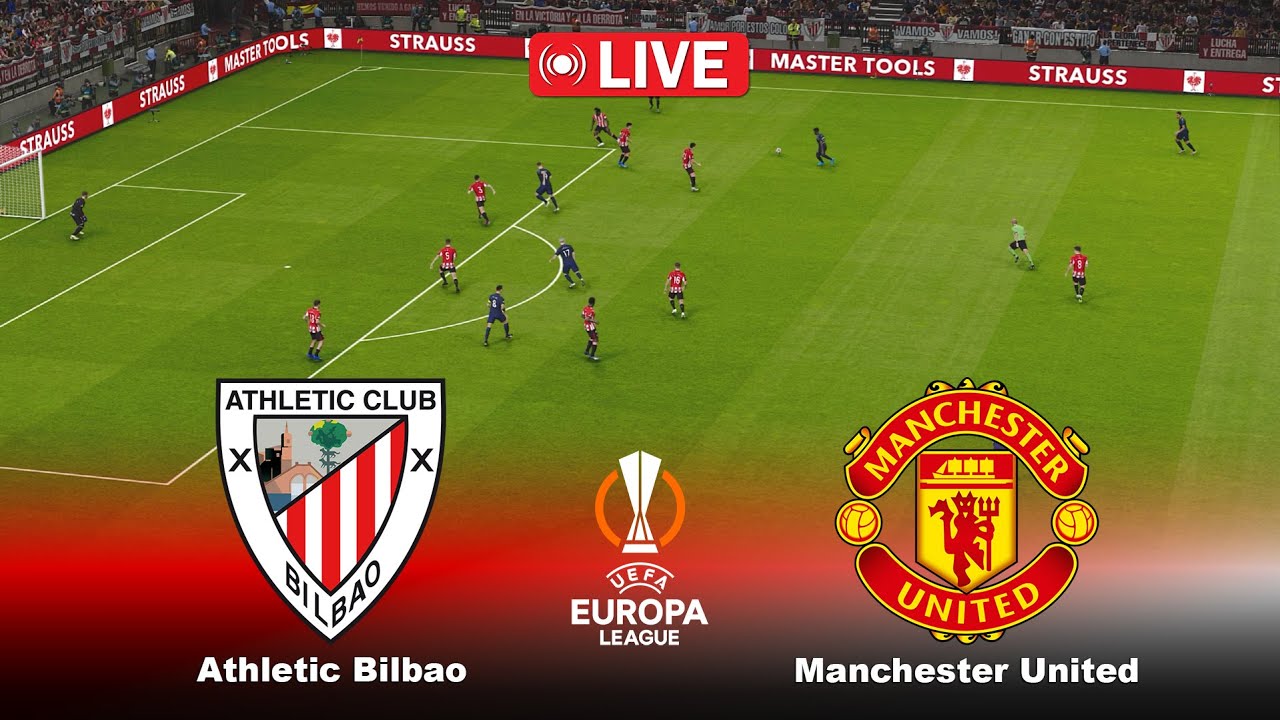 🔴ATHLETIC BILBAO vs MANCHESTER UNITED [LIVE] | Europa League 24/25 Full  Match | Pes 21 Simulation