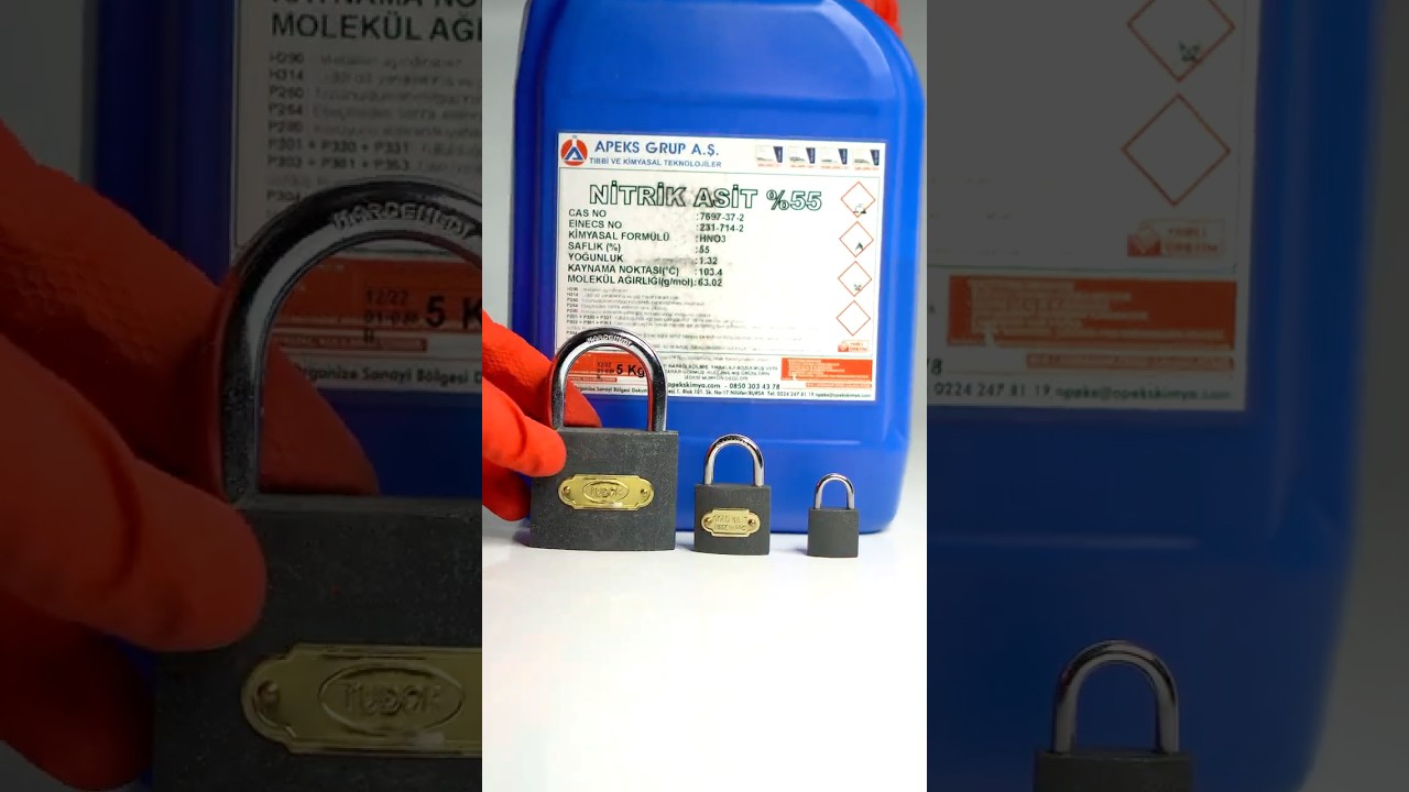 Взлом стального замка кислотой!! 🧪🔒