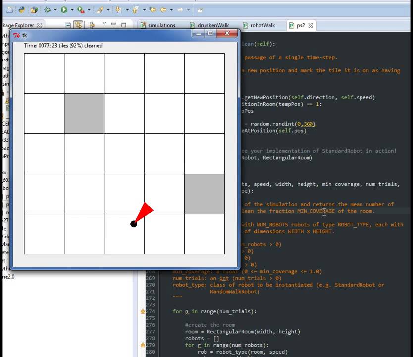 randomWalk simulation : cleaning bot! - YouTube