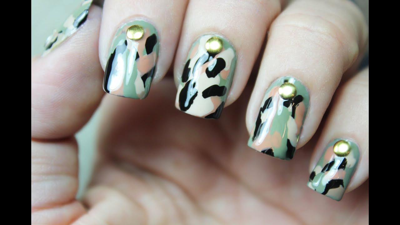 Decoración de uñas camuflage militar - Camouflage Nail Art Tutorial -  YouTube