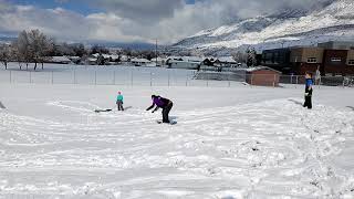 First try! Sledding standing up.