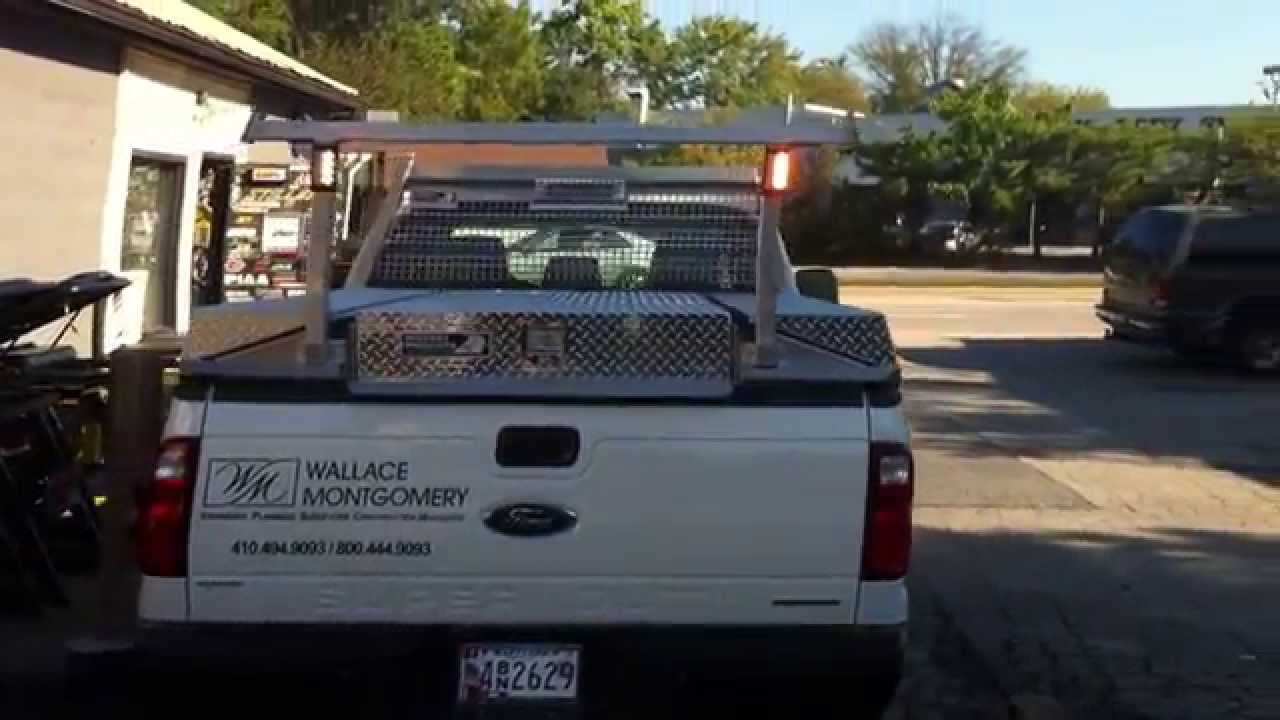 Highway products pickup pack bed insert toolbox with PSE Amber strobe lights Ford F-250 super duty