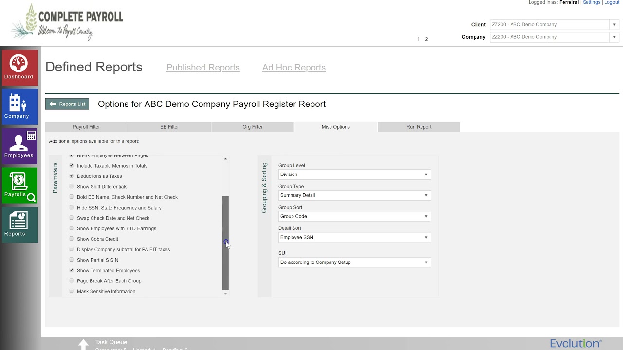 Running Reports in Evolution Payroll - YouTube