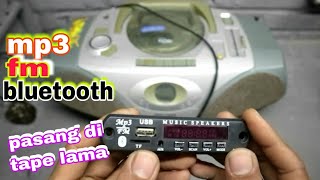 cara pasang modul mp3 fm bluetooth ke tape