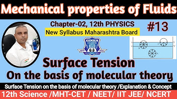 Surface Tension on The Basis of Molecular Theory|Mechanical Properties of fluid|12th Physics|Lec-13|