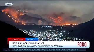 Reportan incendio forestal fuera de control en Veracruz.