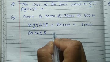 The sum of the place values of 9 in 893298 is