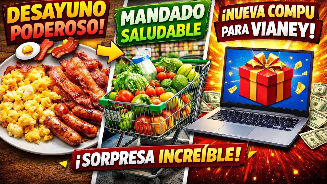 Desayuno Poderoso 🥓🍳  Huevo, Tocino y Salchicha Fuimos al Mandado y ¡Le Compré una Compu a Vianey! 💻