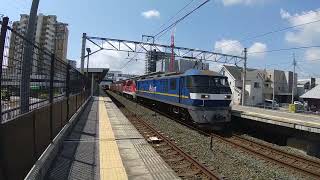 遅延5091ﾚ  EF210-327号機牽引貨物列車+ムドDD200-19号機(下り)相見駅約60遅延通過