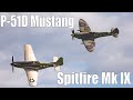 Supermarine Spitfire Mk. XVI And P-51D Mustang Double Airshow Display - Flygfesten 2022 Saturday