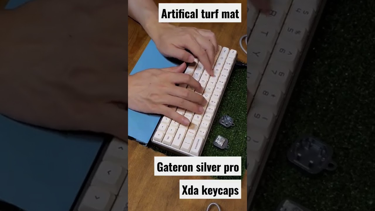 Gateron Pro Silver Typing/Keyborad GK64X /Artifical turf mat xda keycaps 