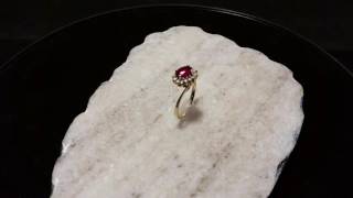 14K Gold Oval Ruby Ring with Diamond Accents