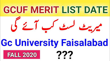 GCUF! Merit List 2020|Gc University Faislabad Merit List|gcuf,PU Merit List 2020| Merit List GCUL ||