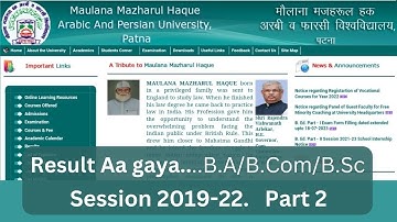 Result BA/BCom/BSc 2019-22 Part 2 Aa Gaya Maulana Mazharul Haque University#results #exam#news#viral