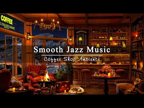 Smooth Jazz Music & Fireplace Sounds for Study, Work, Relax ☕ Cozy Winter Coffee Shop Ambience