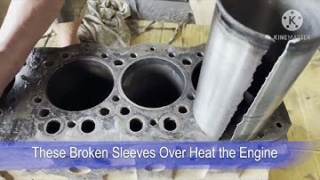 Repairing Excavator CAT S6K Engine - Removing the cylinder liner - Installing the new sleeves