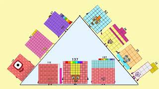 Numberblocks 2 add when moving up the pyramid from big to small in 3 stages
