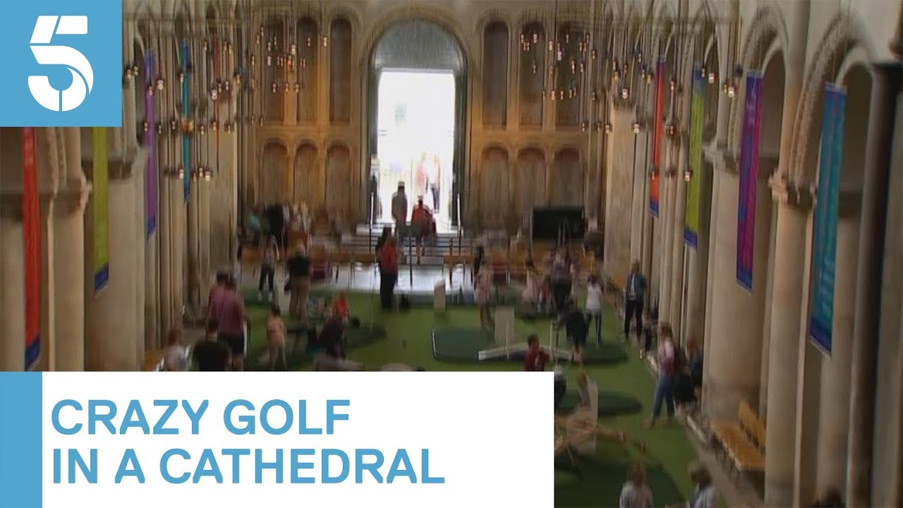 Rochester Cathedral installs mini golf course in the pews 5 News