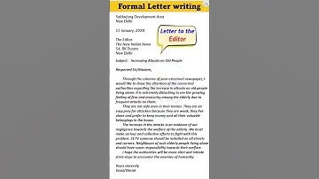 Formal letter writing | Write letter to the editor about social issues |formal letter writing format