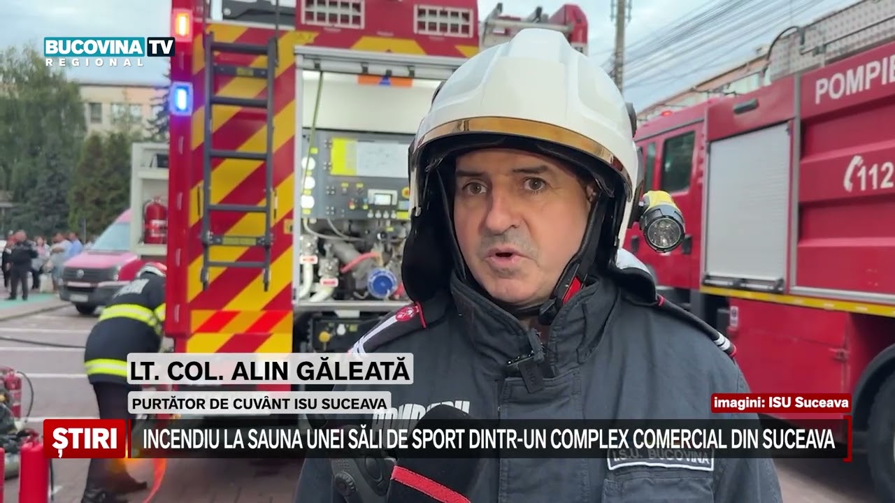 Incendiu la sauna unei sali de sport dintr un complex comercial din Suceava