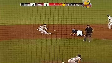 Jose Peraza steals second base for the Braves