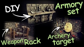 Weapon Rack, Archery Target & Armory set! | DIY