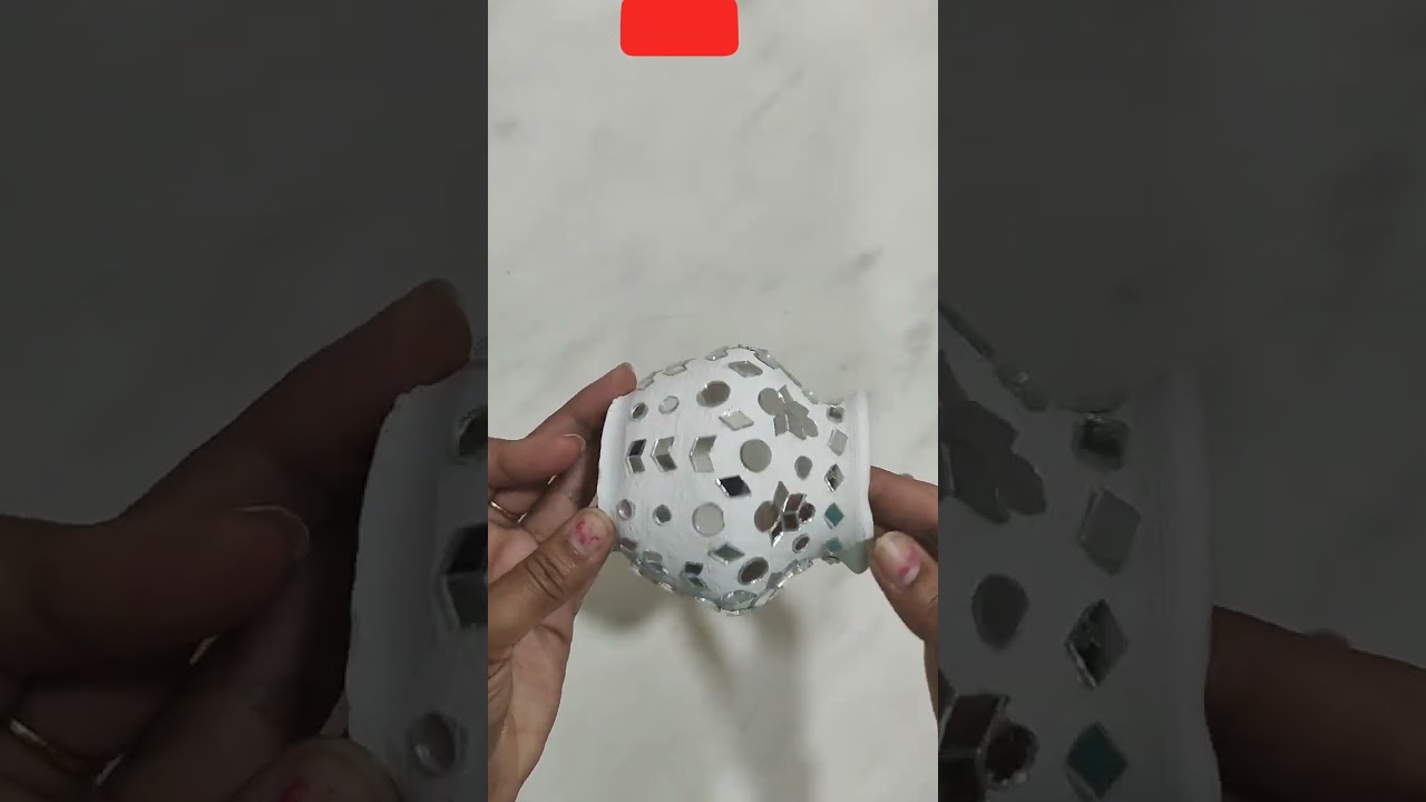 mirror mosaic matki art/ old matki reuse idea