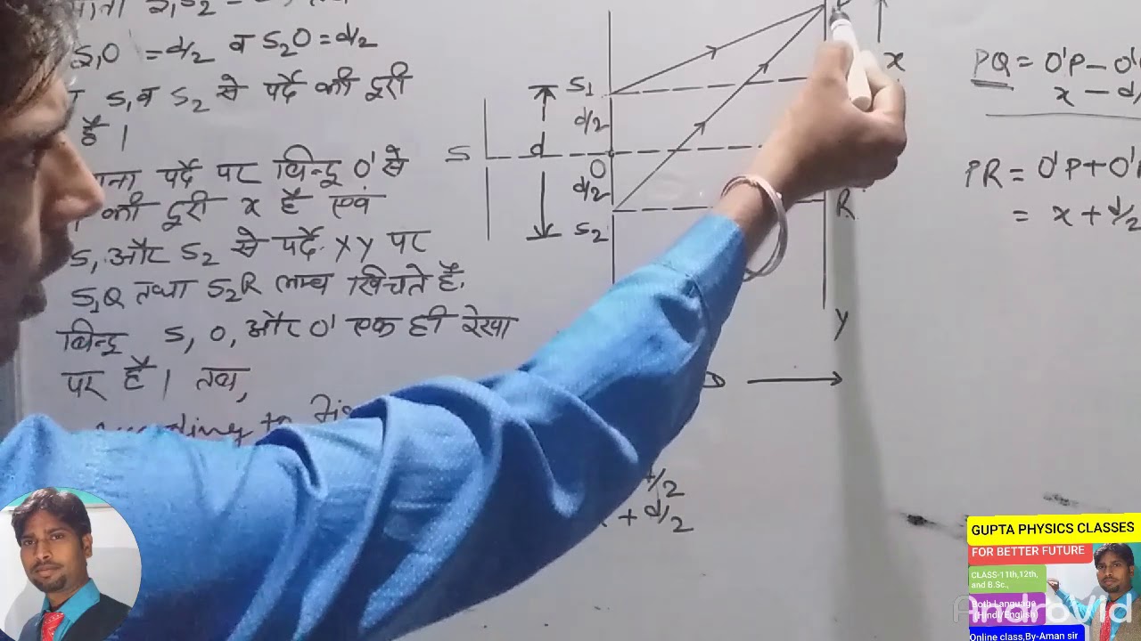 Wave Optics4 ,Fringe width(फ्रिंज की चौड़ाई) full derivation ,12th,B