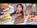 크레이프 케이크 밀크 초코 딸기 크레이프 케이크 먹방 Dessert Mukbang