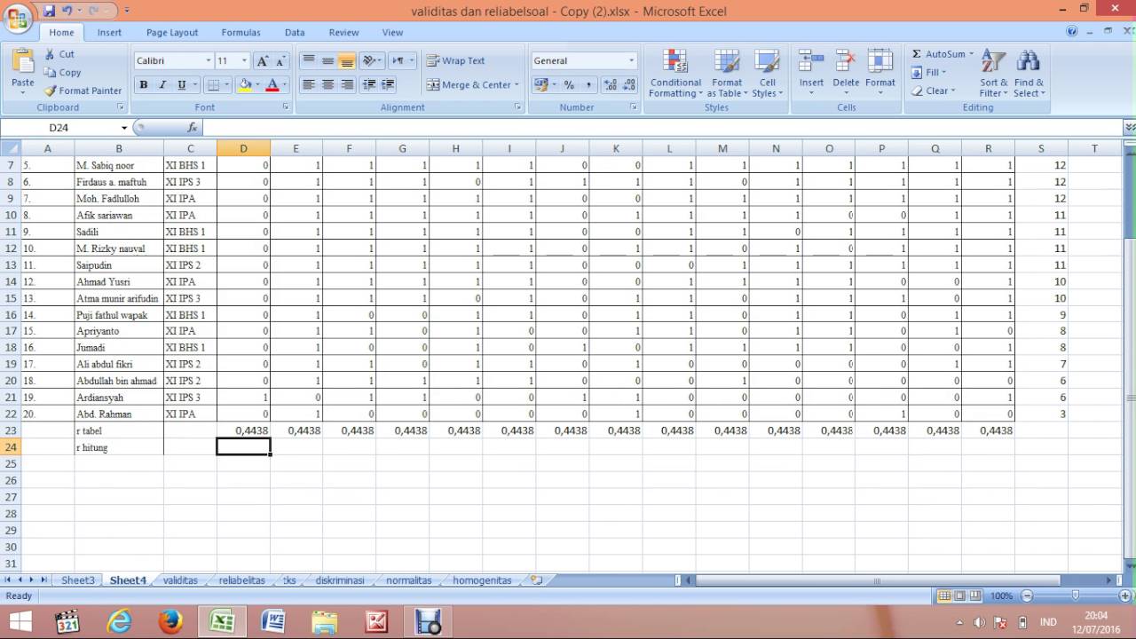 Cara Agar Soal Tes Pilihan Ganda Menjadi Valid Di Excel