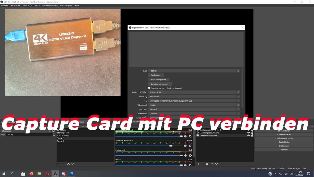Capture Card richtig anschließen und in obs einrichten YouTube