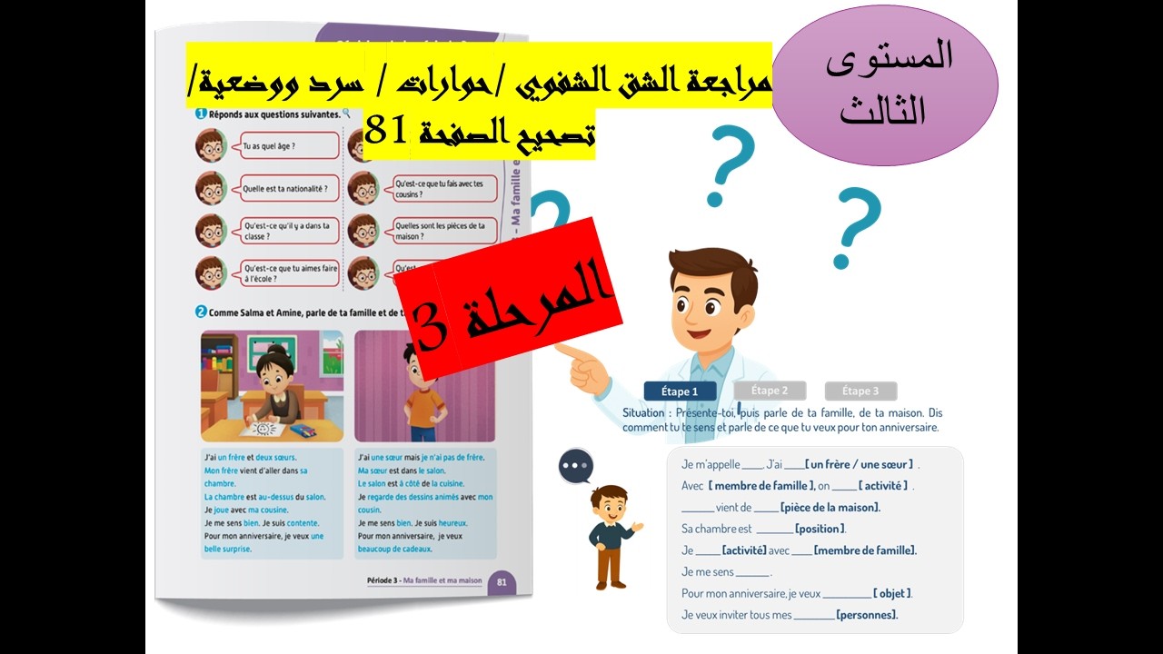 المستوى3 مراجعة حوارات وسرد المرحلة 3  /تصحيح الصفحة 81