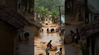 Banjir Mendadak Desa Kacau Balau Manusia U0026 Hewan Panik  shortsviral viral viral