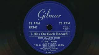 1956 DAVE BURGESS Hey! Jealous Lover - 78 RPM Record