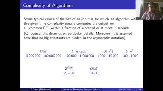 Introduction to Theoretical Computer Science - lecture 12: analysis of complexity of algorithms