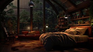 Relaxing In The Heavy Rain Outside The Warm Bedroom Window | Sleep Music, Meditation, Study