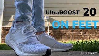 adidas ultra boost on feet white