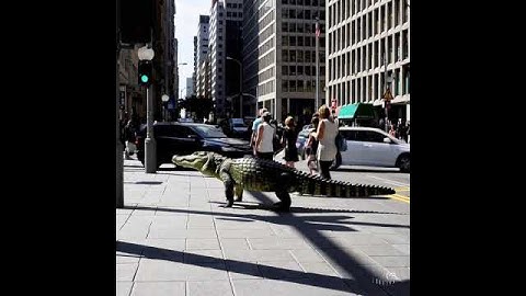Crocodile on the Sidewalk | Urban Jungle by Sora OpenAI