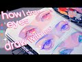 draw with me / how I draw eyes.໒꒱ painting 4 colors of eyes with holbein gouache☽:゚