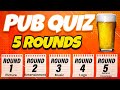 Pub quiz  5 rounds  picture entertainment music logo and general knowledge  virtual pub quiz