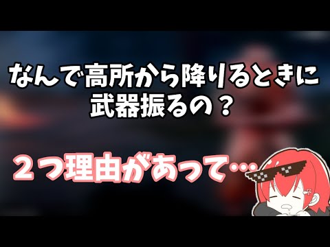 【DBD】よくある質問！なんで高所から降りる時に武器を振るの？【なな切り抜き】