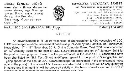 NVS LDC & Stenographer 2017 Result Out||Check Now