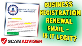 Is Registrar Agency Of Corporations Email About Business Registration Renewal a Scam?