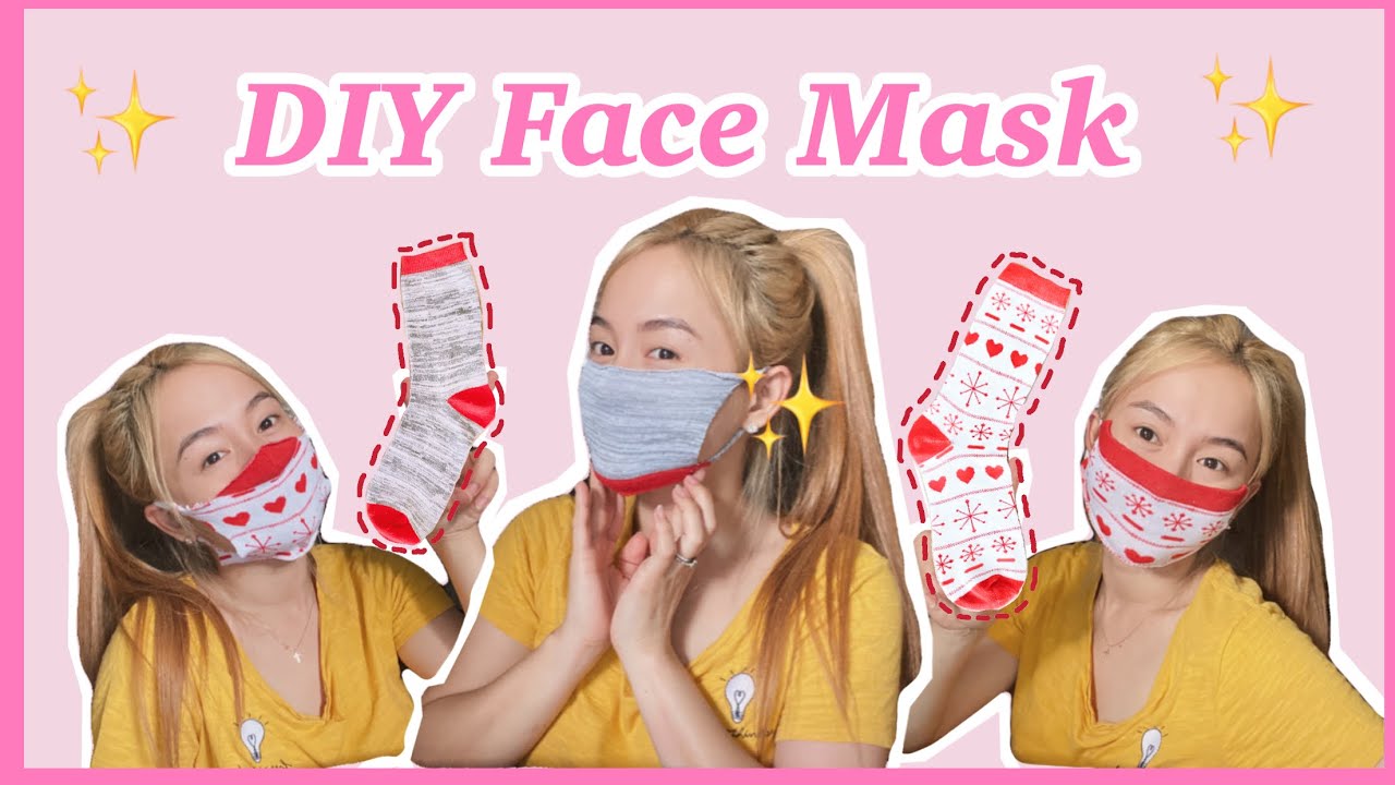 EASY DIY FACE MASK HOW TO MAKE FACE MASK FROM SOCKS NO SEW FACE MASK YouTube