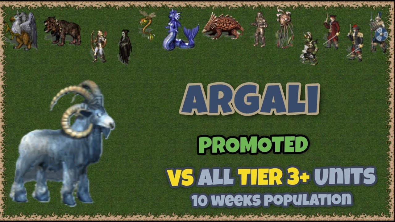 Argali PROMOTED vs all level 3 upgraded units in Heroes 3