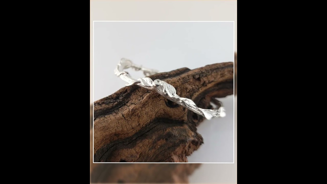 Gold Leaf and Vine Twig Cuff Bracelet