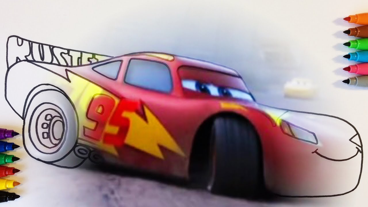 Cars 3 Lighning McQueen Drifting Coloring Pages For Children With Color & Kids TV