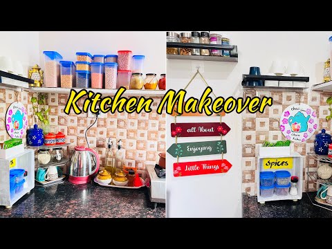 small-kitchen-makeover-with-no-shelves|diy-kitchen-decoration-and-countertop-organisation