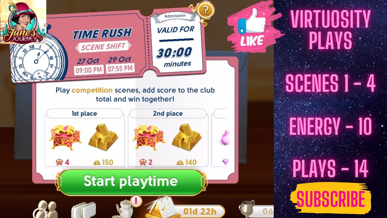 June’s Journey Time Rush Scene Shift Competition 27 Oct - 29 Oct, 2025 Energy 10 Scenes 1 - 4